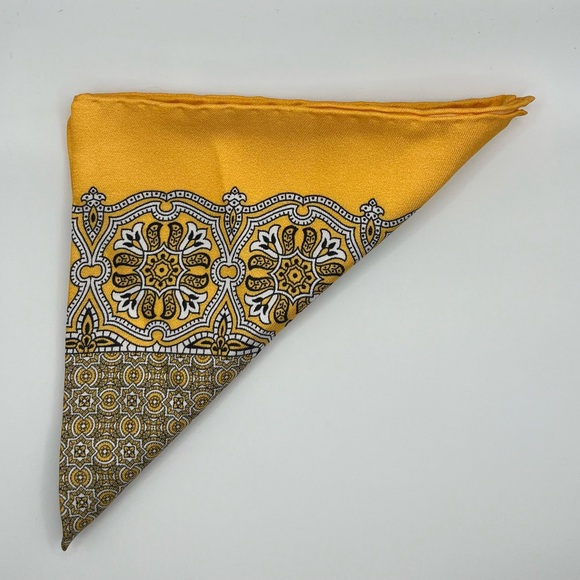 New Without Tags Cesare Attolini Pure Silk Pocket Square  Yellow. (13X13) - Picture 2 of 6